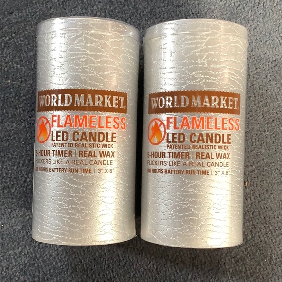 Cost Plus World Market Holiday Flameless 3x6 Silver Candle Poshmark